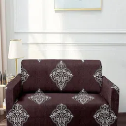 Cortina Burgundy Printed 2-Seater Stretchable Non-Slip Sofa Slipcover-picture-18