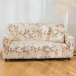 HOUSE OF QUIRK Beige Tulip 1-Seater Stretchable Non-Slip Sofa Slipcover-image-79