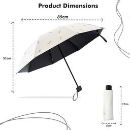 alexvyan Off-White Leaf pattern Mini Umbrella with Cover for Men & Women (Manual Open) Compact Travelling Umbrella, Polyester & UV Protection Fabric/Anti-Slip Handle- Use in Rain & Summer 6 Frame image 3