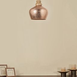 Fabindia Brown Hammered Textured Pendant Shaped Ceiling Lamp-30