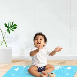 SuperBottoms Kids Blue Printed Sustainable Mattress Protector-image-30