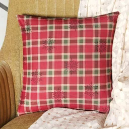 ZEBA Red & Green Checked Square Cushion Cover-7