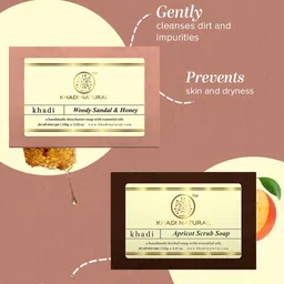 Khadi Natural Set of Handmade Woody Sandal & Honey Soap & Apricot Scrub Soap image 4