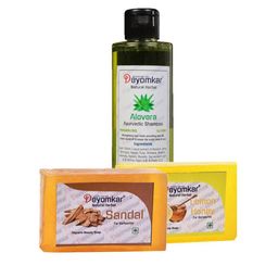 Deyomkar 3 Pcs Herbal Alovera Shampoo with Sandalwood & Lemon Honey Soap-4