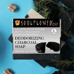 Soulflower Sustainable Unisex Pack of 2 Deodorizing Charcoal Soaps-21