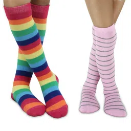 BAESD Kids Pack of 2 Striped Breathable Knee-Length Socks-picture-39