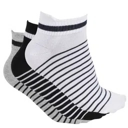 Alvaro Castagnino Men Pack of 3 Grey & White Striped Ankle-Length Socks-image-1