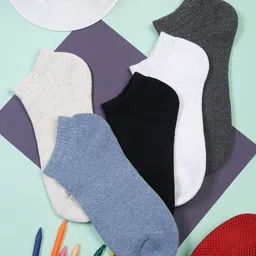 MUTAQINOTI Men Pack Of 5 Assorted Solid Ankle-Length Antimicrobial Socks-29