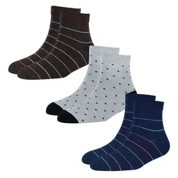 Cotstyle Men Pack Of 3 Assorted Patterned Anti-Bacterial Ankle-Length Socks-7