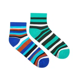 Dynamocks Men Pack of 2 Striped Cotton Ankle-Length Socks-57