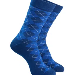 Man Arden Men Navy Blue & White Patterned Calf-Length Socks-19