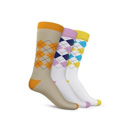 TalkingSox Pack Of 3 Argyle-Patterned Calf-Length Socks-11
