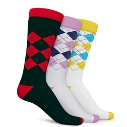 TalkingSox Pack Of 3 Argyle-Patterned Calf-Length Socks-9