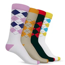 TalkingSox Pack Of 4 Argyle-Patterned Calf-Length Socks-picture-1