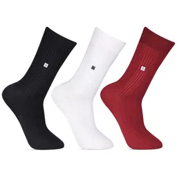 Bonjour Men Pack Of 3 Assorted Calf-Length Ribbed Formal Socks-picture-18