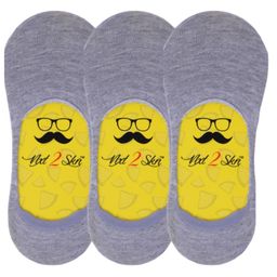 N2S NEXT2SKIN Men Pack Of 3 Grey Melange Solid Cotton Shoe Liner Socks-0