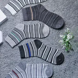 Brauch Men Pack Of 5 Cotton Striped Above Ankle Length Socks-18