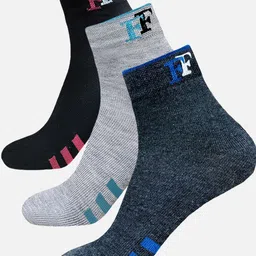 FIMS Men Pack Of 3 Striped Crew Ankle Length Socks-37
