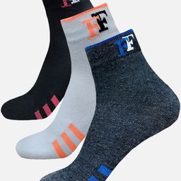 FIMS Men Pack Of 3 Striped Crew Ankle Length Socks-35