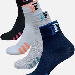 FIMS Men Pack Of 4 Striped Crew Ankle Length Socks-49