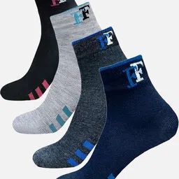 FIMS Men Pack Of 4 Striped Crew Ankle Length Socks-19