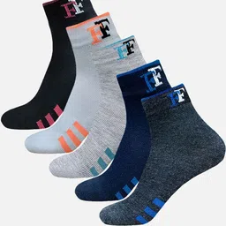 FIMS Men Pack Of 5 Striped Crew Ankle Length Socks-45