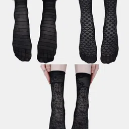 N2S NEXT2SKIN Women Pack Of 3 Patterned Ankle Length Socks-image-59