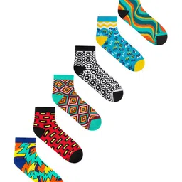 Dynamocks Unisex Pack of 6 Patterned Ankle Length Socks-image-3