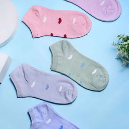 Brauch Pack Of 5 Women Patterned Cotton Ankle Length Socks-48