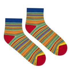 Dynamocks Unisex Yellow & Red Striped Ankle Length Socks-46