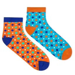 Dynamocks Unisex Pack Of 2 Blue & Orange Printed Ankle length Socks-78