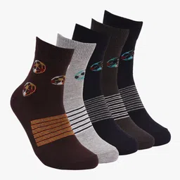 BuckleUp Men Pack Of 5 Above-Ankle Length Cotton Socks-image-12