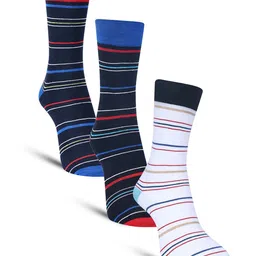 Dollar Socks Men Pack Of 3 Striped Cotton Calf Length Socks-39