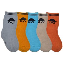 BAESD Infants Pack Of 5 Patterned Cotton Calf Length Socks-9