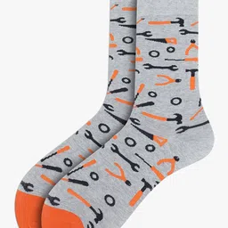 Soxytoes Men Patterned Anti Slip Grip Cotton Calf Length Socks-36