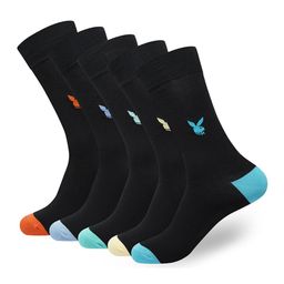 Playboy Men Pack Of 5  Patterned Calf Length Socks-4