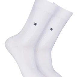 Bonjour Men White Solid Calf Length Formal Socks-58