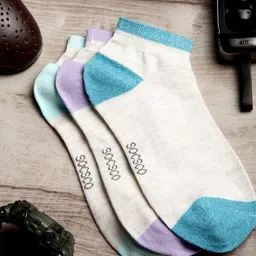 MUTAQINOTI Men Pack Of 3 Assorted Ankle Length Antimicrobial Socks-49