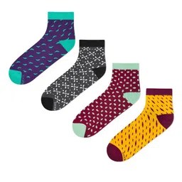 Dynamocks Unisex Pack Of 4 Patterned Ankle-Length Socks image 4