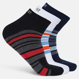 CRUSSET Men Pack Of 3 Striped Assorted Ankle-Length Socks-37