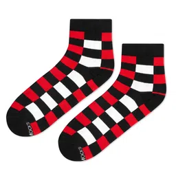 Dynamocks Unisex Red & White Checked Ankle-Length Socks image 3
