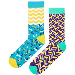Dynamocks Unisex Pack Of 2 Multicoloured Patterned Urbane & Jolly Calf Length Socks image 2