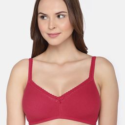 Inner Sense Maroon Organic Cotton Antimicrobial Sustainable Soft Laced Bra ISB017-image-7