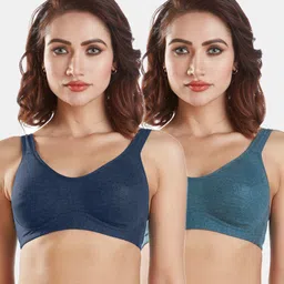 Sonari Pack Of 2 Blue & Green Double Layer Bra-58