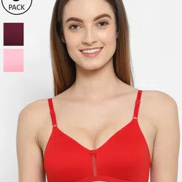 Floret Pack-3 Burgundy & Red T-shirt Bra-image-53