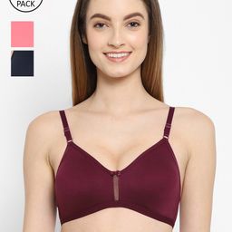 Floret Set of 3 Burgundy & Black Full Coverage Bra-0