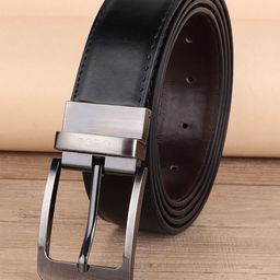 ZORO Men Black & Brown Solid Leather Reversible Belt-image-25