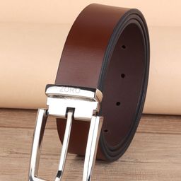 ZORO Men Brown Textured Leather Formal Belt-image-10