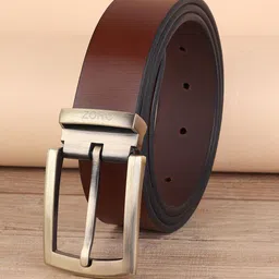ZORO Men Brown Solid Genuine Leather Belt-image-51