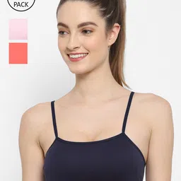 Floret Navy Blue & Orange Pack Of 3 Solid Bralette Bra-image-46